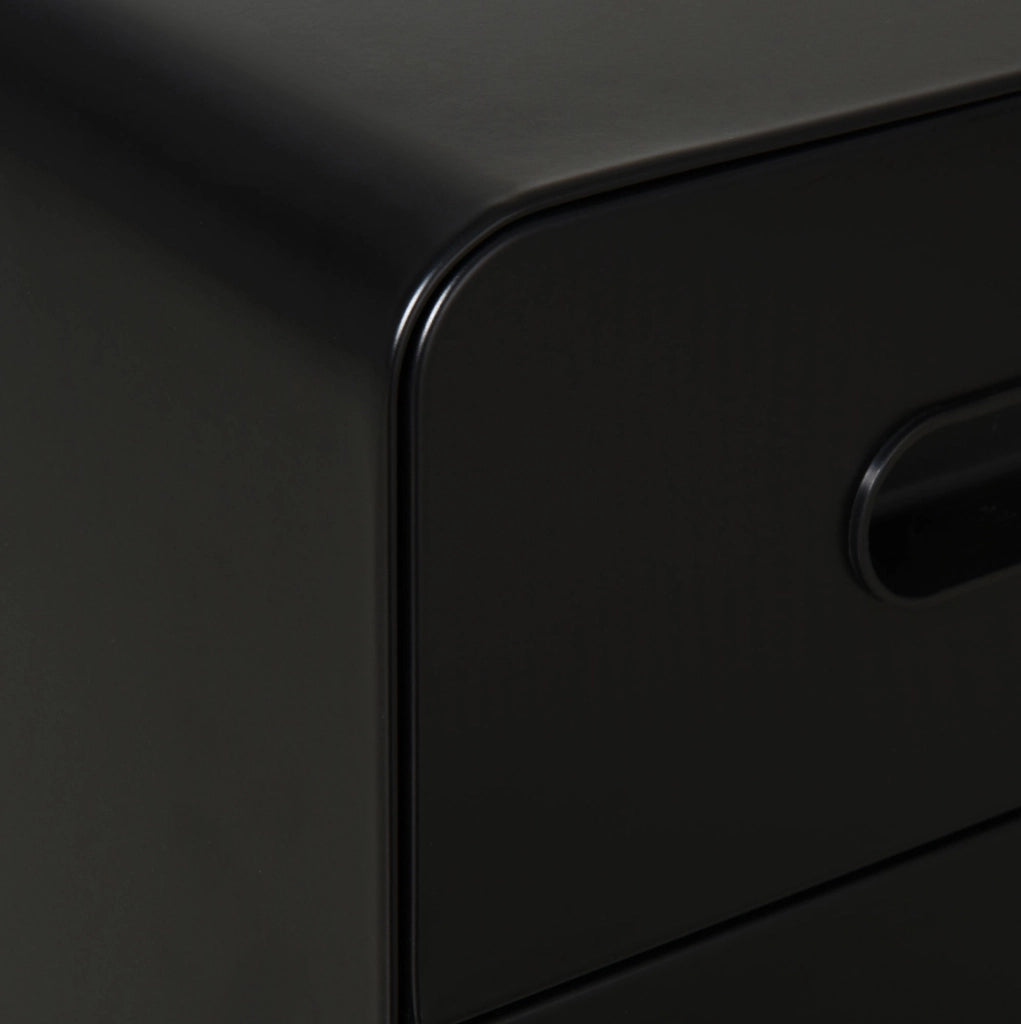 Cassettiera mobile in acciaio nero con 3 cassetti e serratura