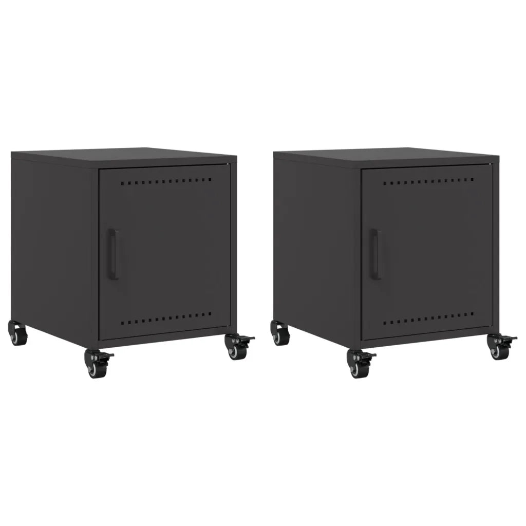 Comodini 2 pz-Set di 2 Tavolino da notte Neri 36x39x43,5 cm in Acciaio 198505