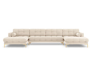 Cosmopolitan Design - Divano panoramico "Bali" 7 posti in tessuto strutturato beige chiaro 