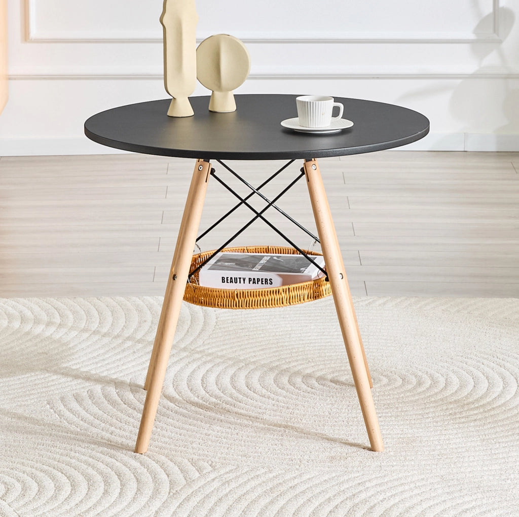 Tavolo da pranzo rotondo Ø80 cm con cestino sospeso