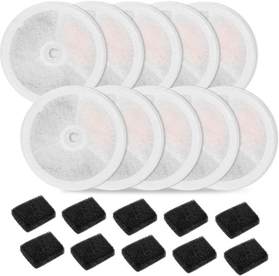 Filtro per fonte di acqua per gatti, unità di filtro 3.0 resina e attivato carbone, compatibile con Everweet Solo SE/Solo 2/3 Pro/3/2s fonte di acqua per gatti (10 pezzi filtro + 10 pezzi assorbente)