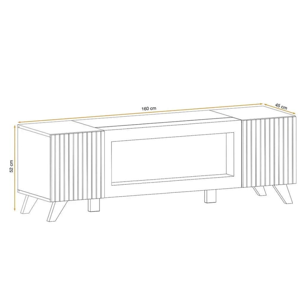 Mobile TV design con camino decorativo color rovere e nero collezione NIELSEN.
