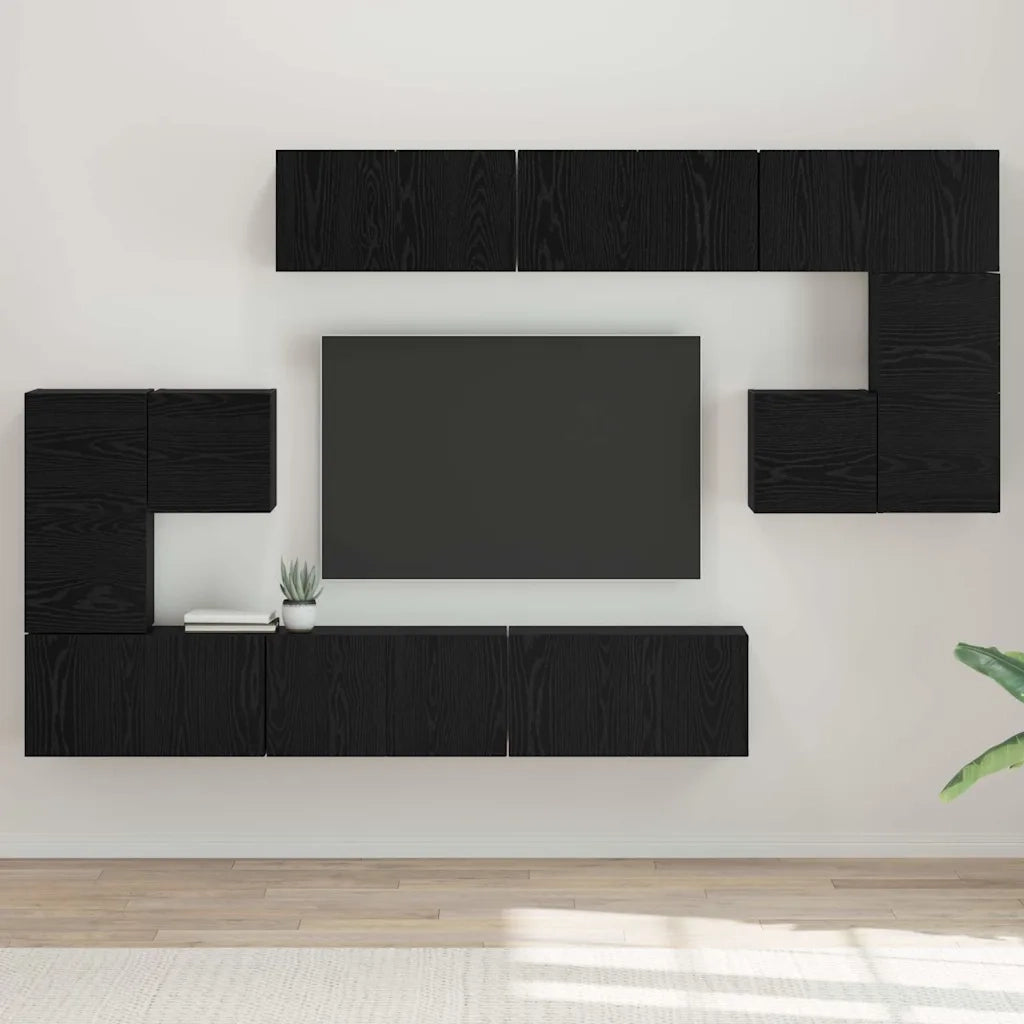 Set mobile TV 10 pcs Rovere Nero Legno multistrato 3393319