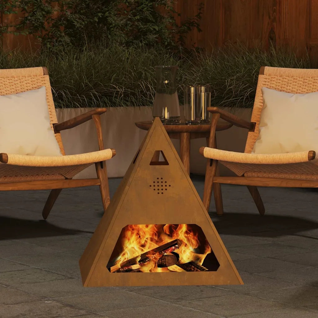 Focolare-Stufa-Camino Marrone 50 x 50 x 51 cm acciaio corten