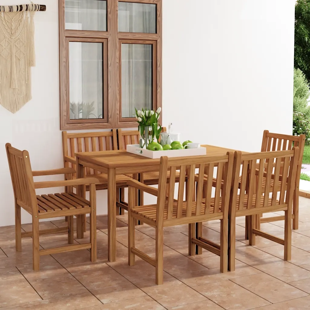 Set da Pranzo per Esterni 7 pz in Legno Massello di Teak cod mxl 35351