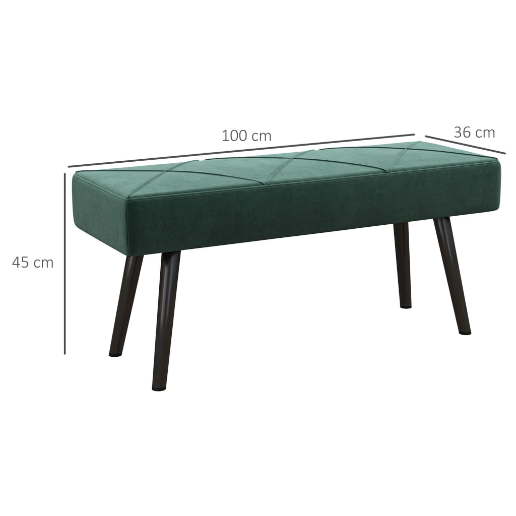 Panca da letto Panca imbottita effetto velluto con gambe in acciaio per Camera e Ingresso Verde