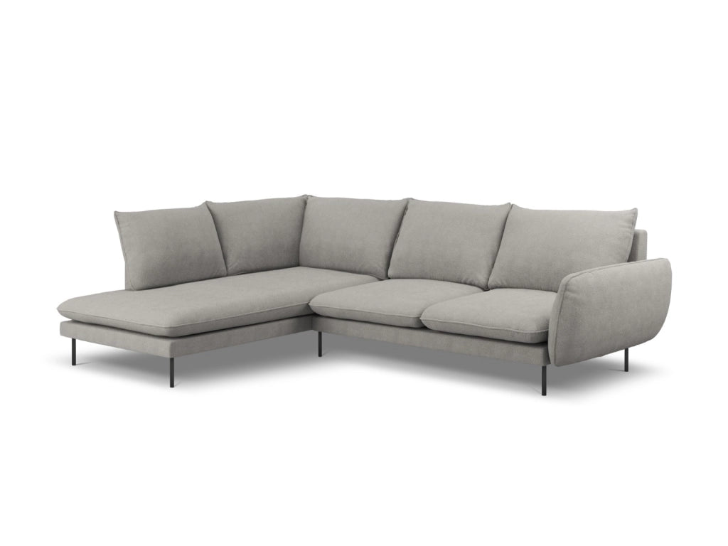 Cosmopolitan Design - Divano angolare sinistro "Vienna" 6 posti in tessuto strutturato grigio chiaro 