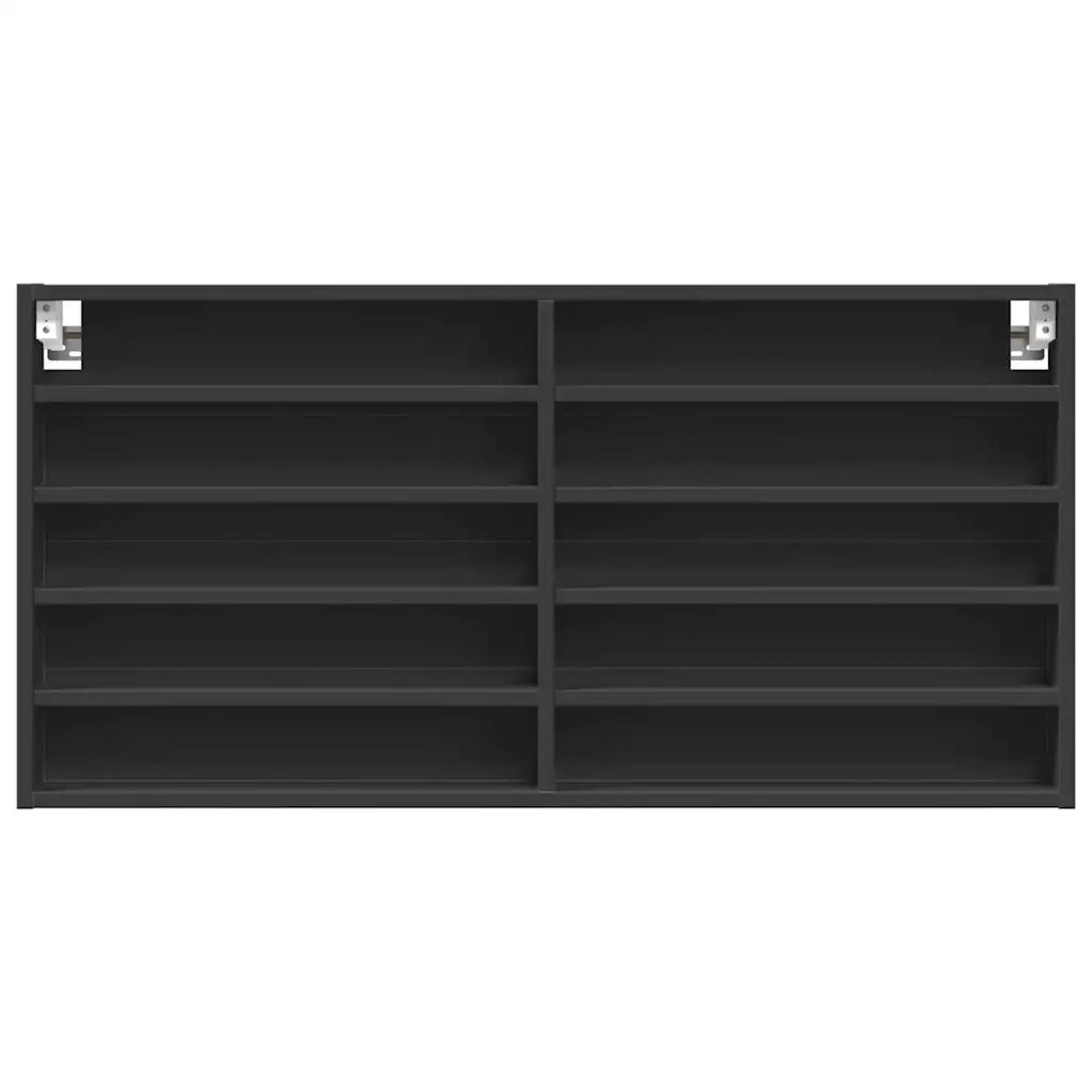 Vetrina nera 100 x 8,5 x 50 cm ampio spazio contenitivo design elegante in legno composito nero 02_0049516