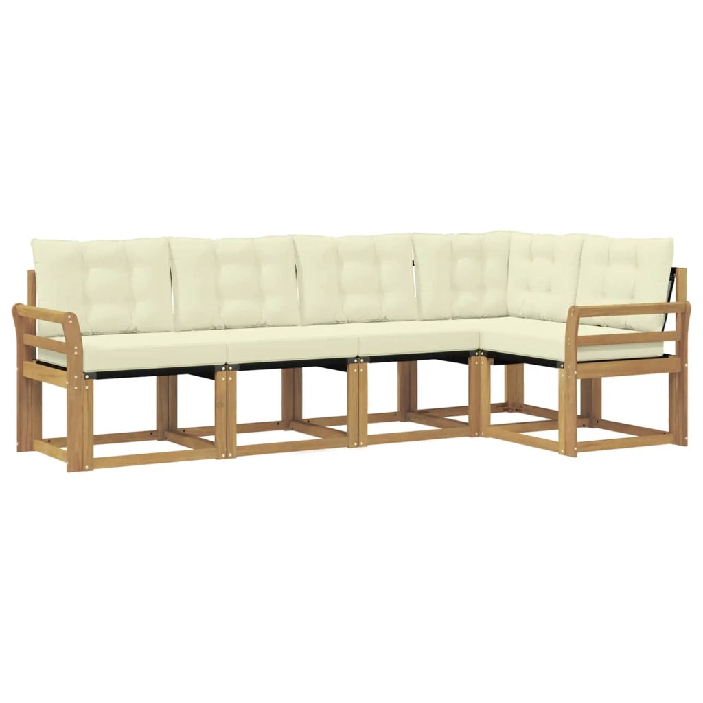 Set di divani da esterno con cuscino 5 pcs Bianco e Crema