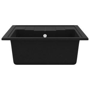 Lavello da Cucina con Foro Troppopieno Ovale Nero in Granito 147101