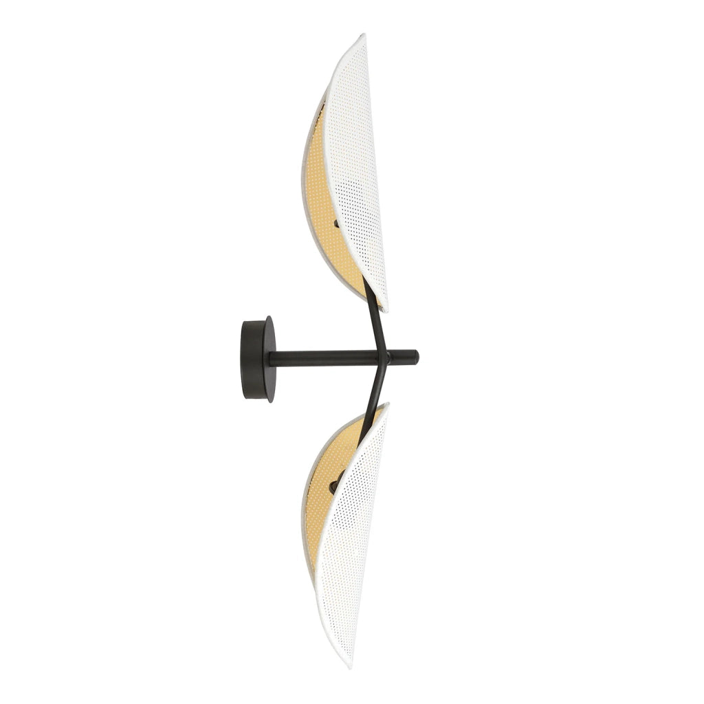 Applique 2 Luci Eridano A Braccio In Acciao Nero Bianco E Oro