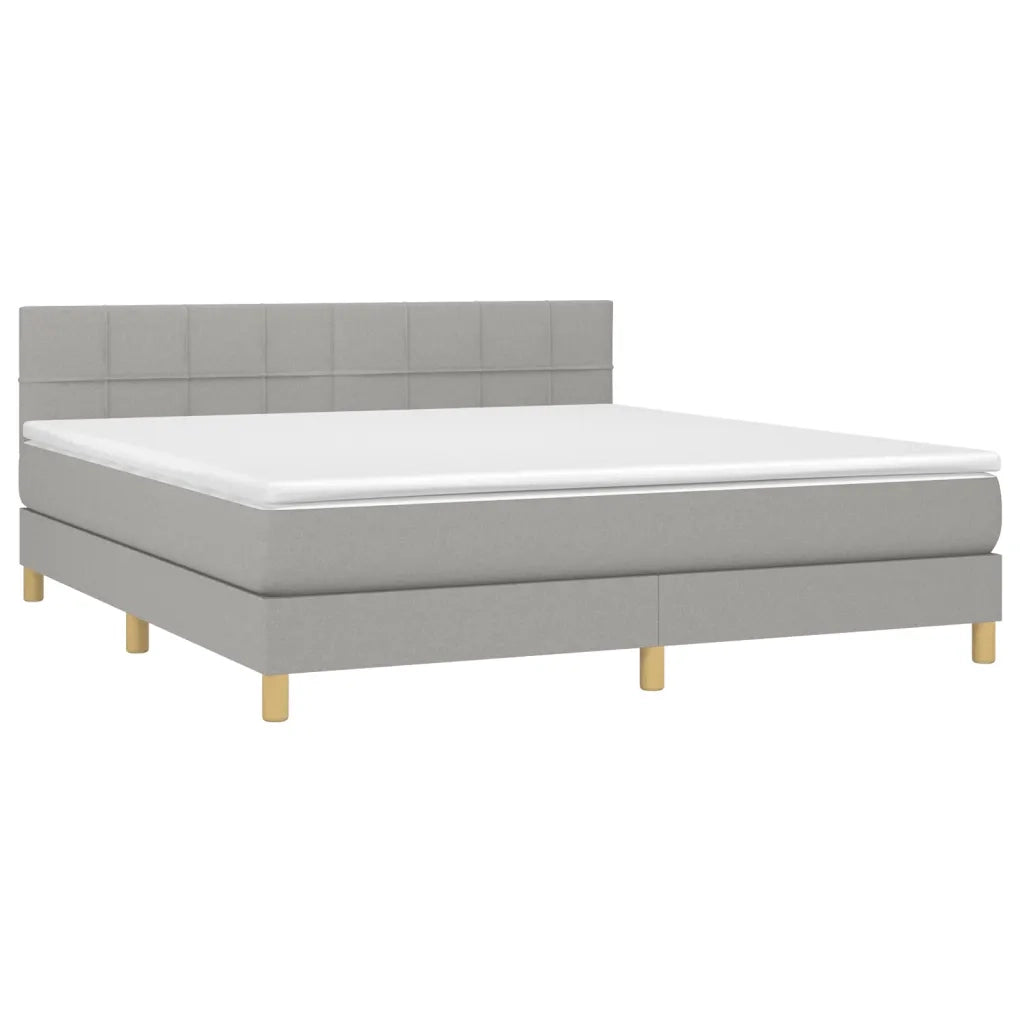 Letto a Molle Materasso e LED Grigio Chiaro 180x200 cm Tessuto 3133733
