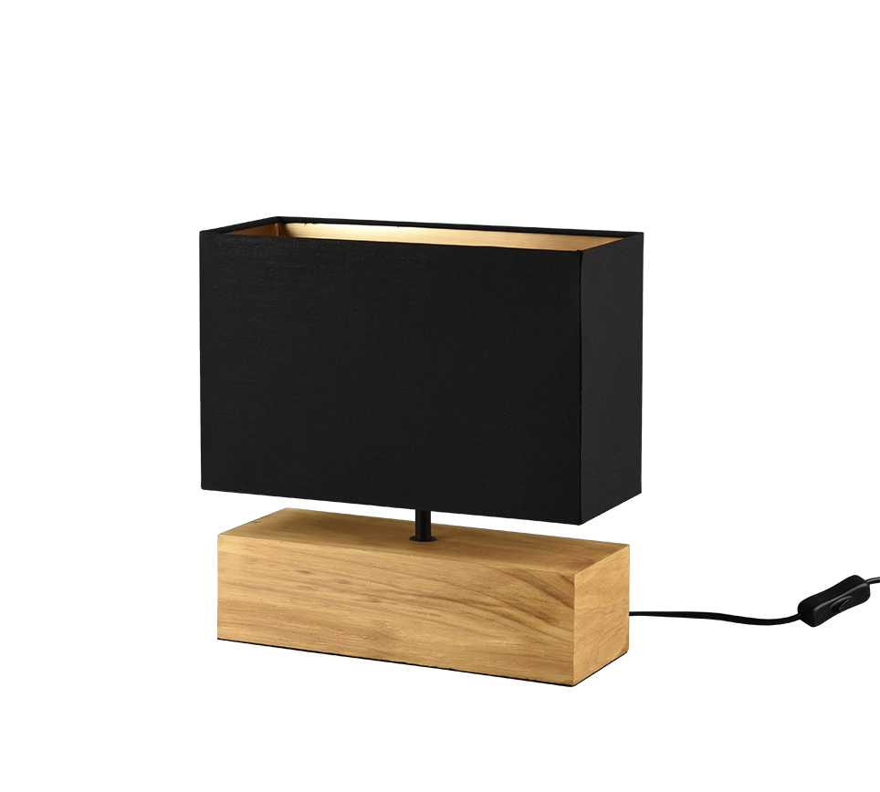 Lampada da tavolo, base legno naturale, nero, H 30 cm, Woody