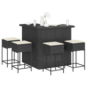 vidaXL Set Bar da Giardino 5 pz con Cuscini in Polyrattan Nero