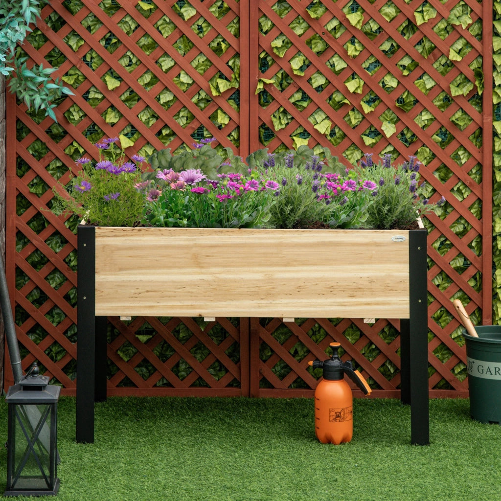 Hochbeet Piantagione Fioriera ¨C zephmum ¨C Legno Massello Acciaio Naturale+Antracite 120x60x74 cm