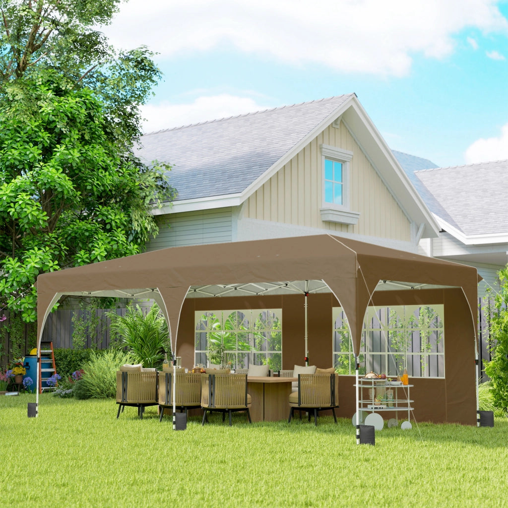 Tenda da giardino pieghevole ¨C zephmum ¨C beige 6x3 m impermeabile
