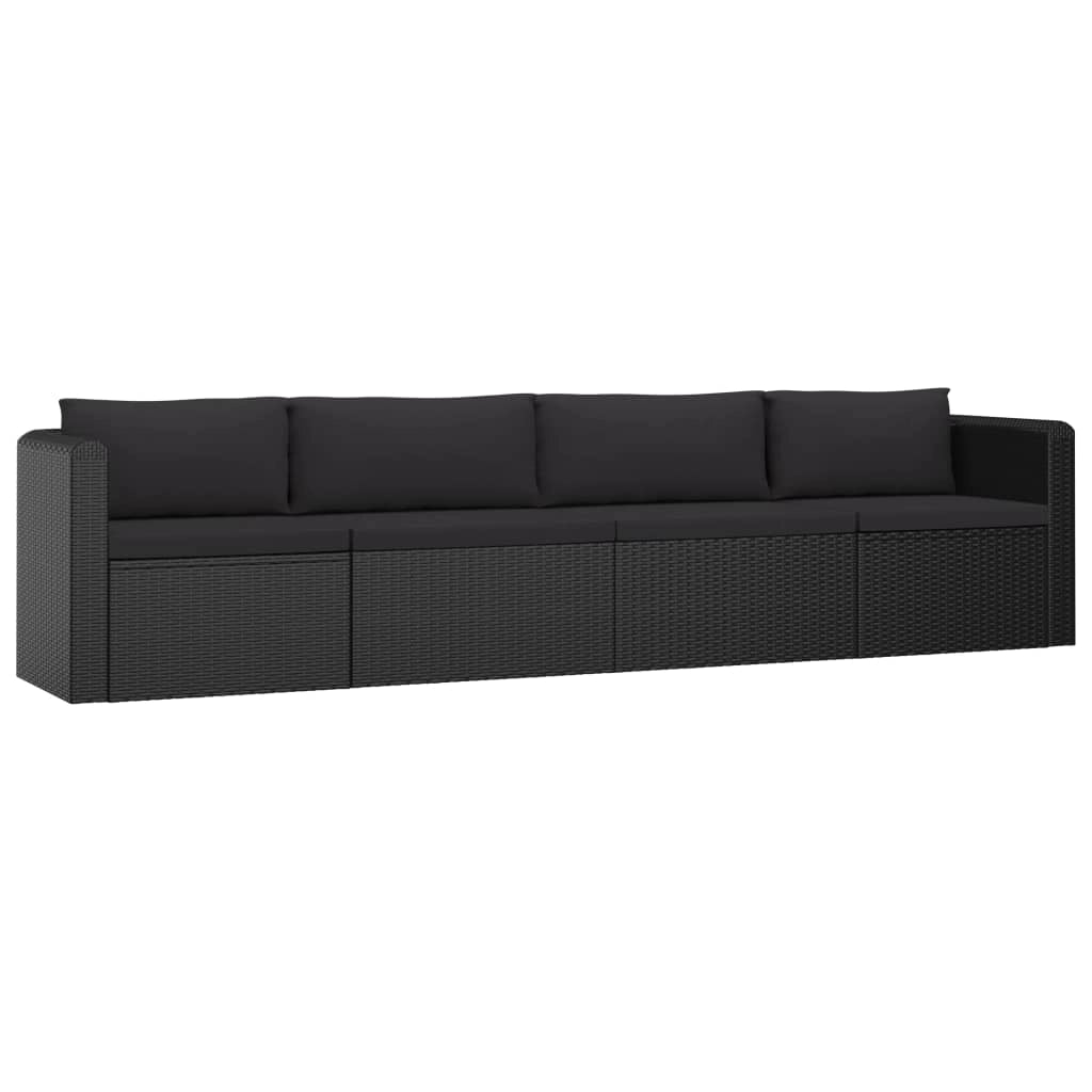 Mobili da giardino mobili da esterno Set di mobili da 9 pezzi con cuscini in resina intrecciata nera 02_0018153