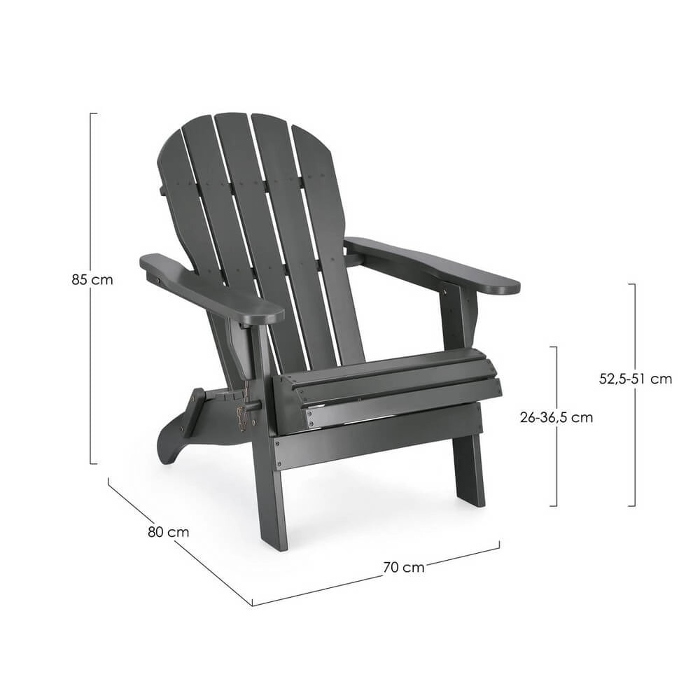 Poltrona da Giardino Pieghevole in Legno di Acacia Stile Adirondack - HISTORIC