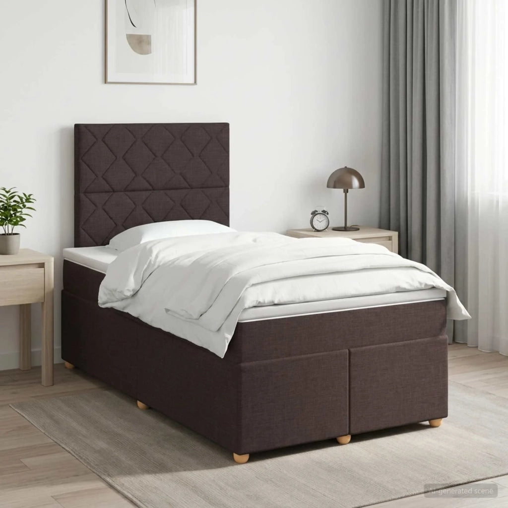Letto box spring con materasso Marrone Scuro 120 x 190 cm 3453847