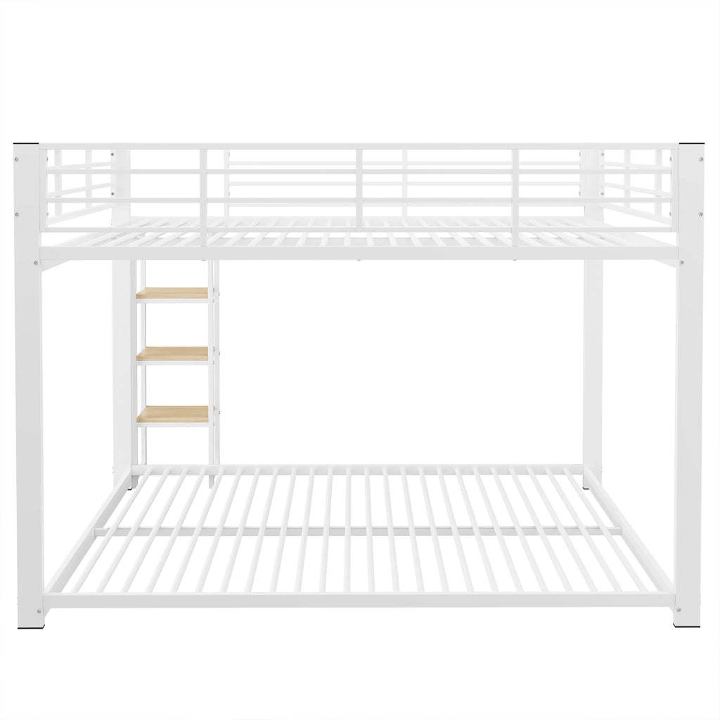 Letto a castello 140 × 200 cm con scala in legno bianco in MDF e metallo, struttura stabile e silenziosa
