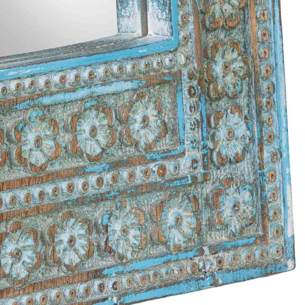 Specchio in legno blu 28x3x48 cm