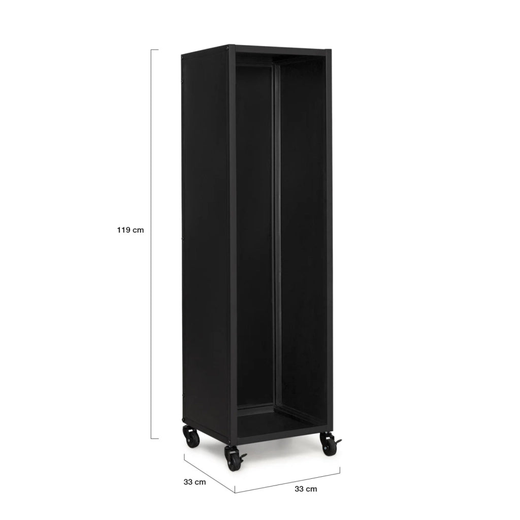 IDMarket - Portaceppi verticale in acciaio nero massiccio H. 119 CM per caminetti con rotelle