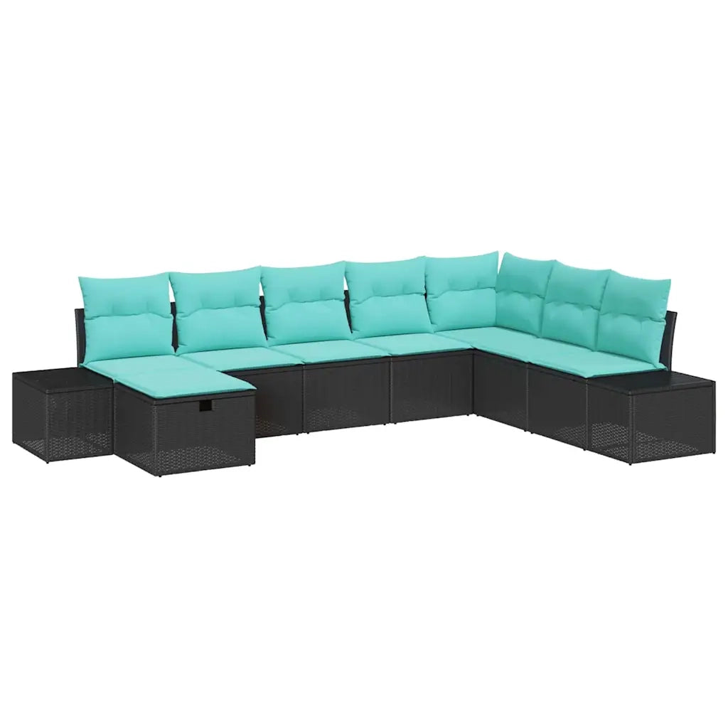 Set Divano da Giardino 8 pz Nero polyrattan 3360767
