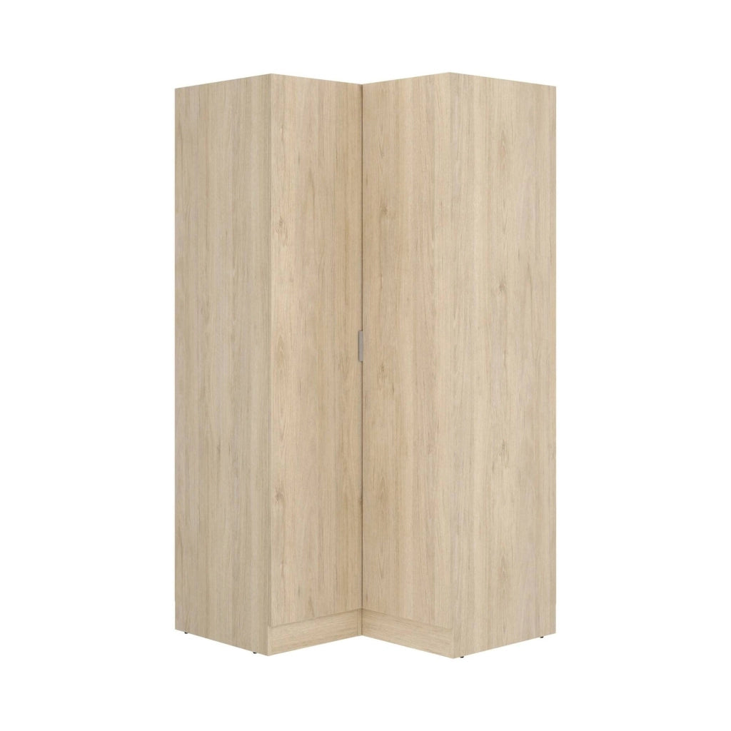Guardaroba Aser, Mobile angolare per camera da letto, Armadio appendiabiti ad angolo a 2 ante battenti, 91x93h184 cm, Rovere