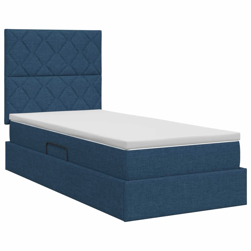 Letto con contenitore e materasso Blu 100 x 200 cm Tessuto 3459551