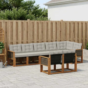 Set di divani da esterno 8 pcs Naturale e Grigio Chiaro