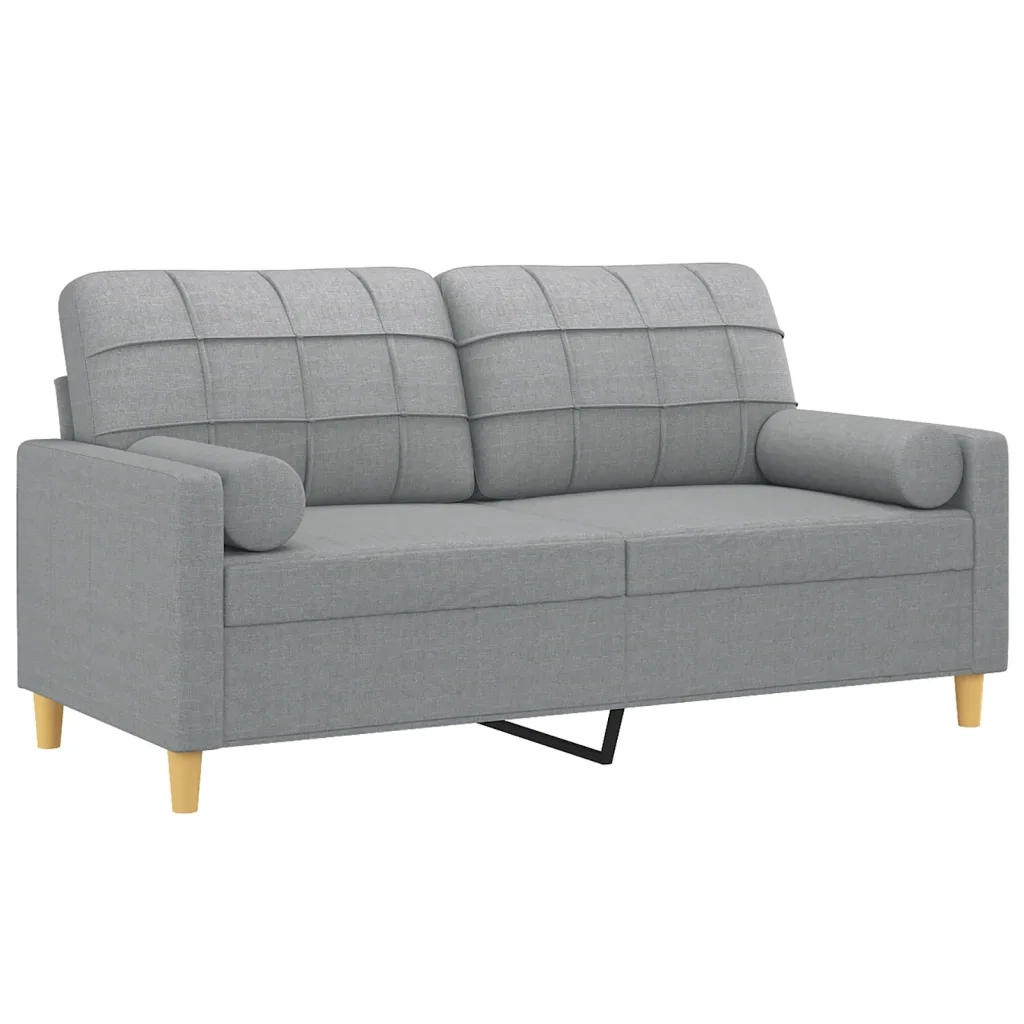Divano a 2 Posti con Cuscini-Sofa 2 Posti con Cuscini Grigio Chiaro 140 cm in Tessuto 778434