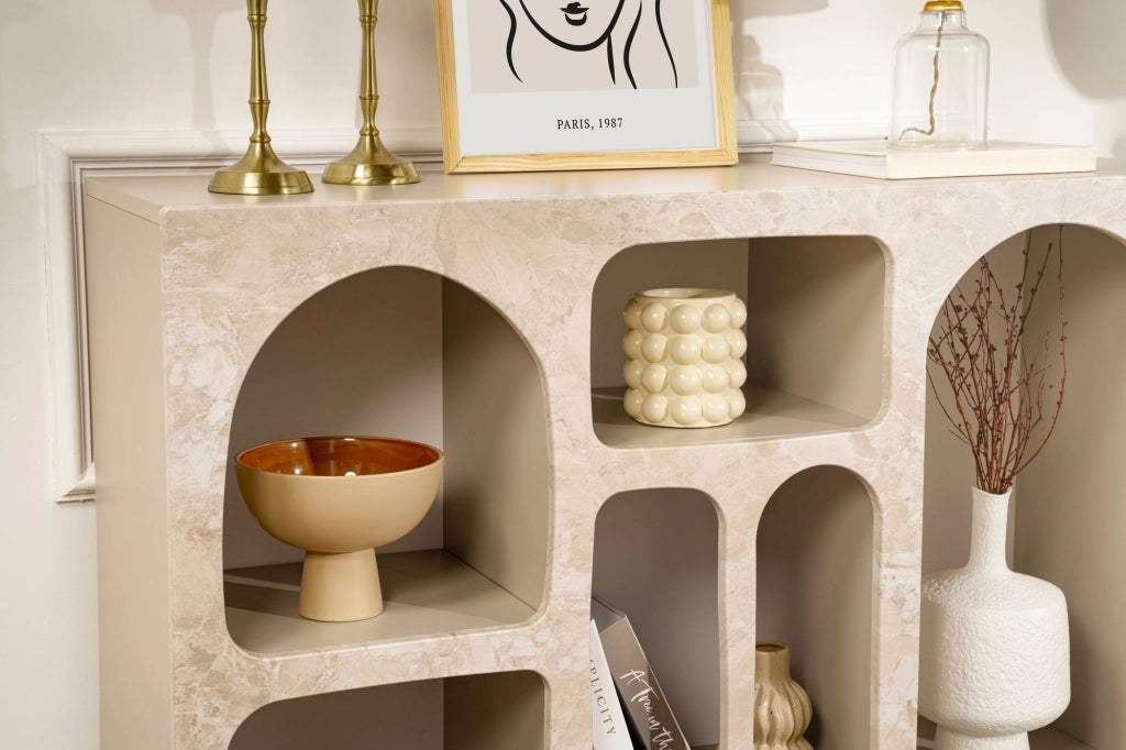 Credenza in legno "Liva" - 120 x 37 x 74 cm - Travertino