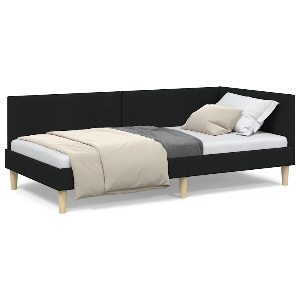 vidaXL Cornice del letto ad angolo Altro con testiera Nero 80 x 200 cm