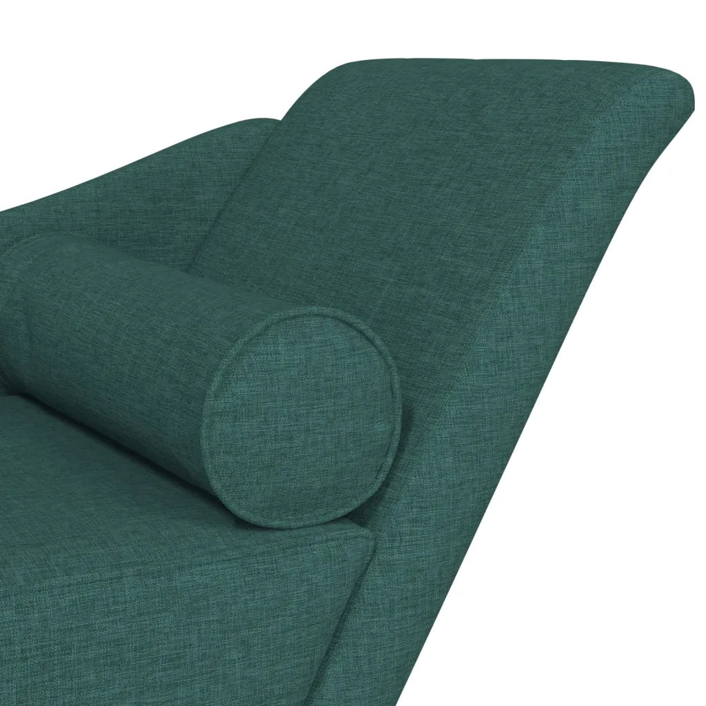 Chaise Longue con Cuscini Verde Scuro in Tessuto CFW4647451