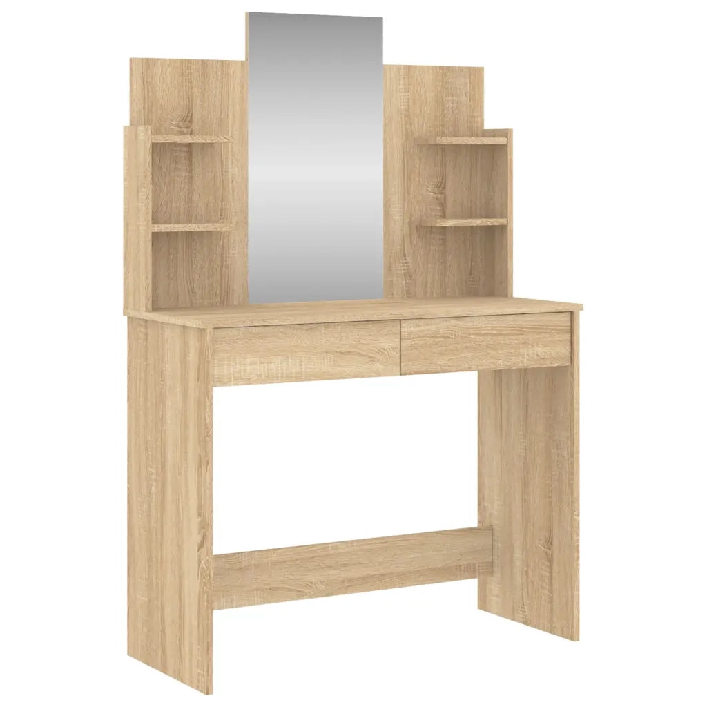 Toeletta con Specchio-Tavolo da Vanit¨¤ Rovere Sonoma 96x39x142 cm