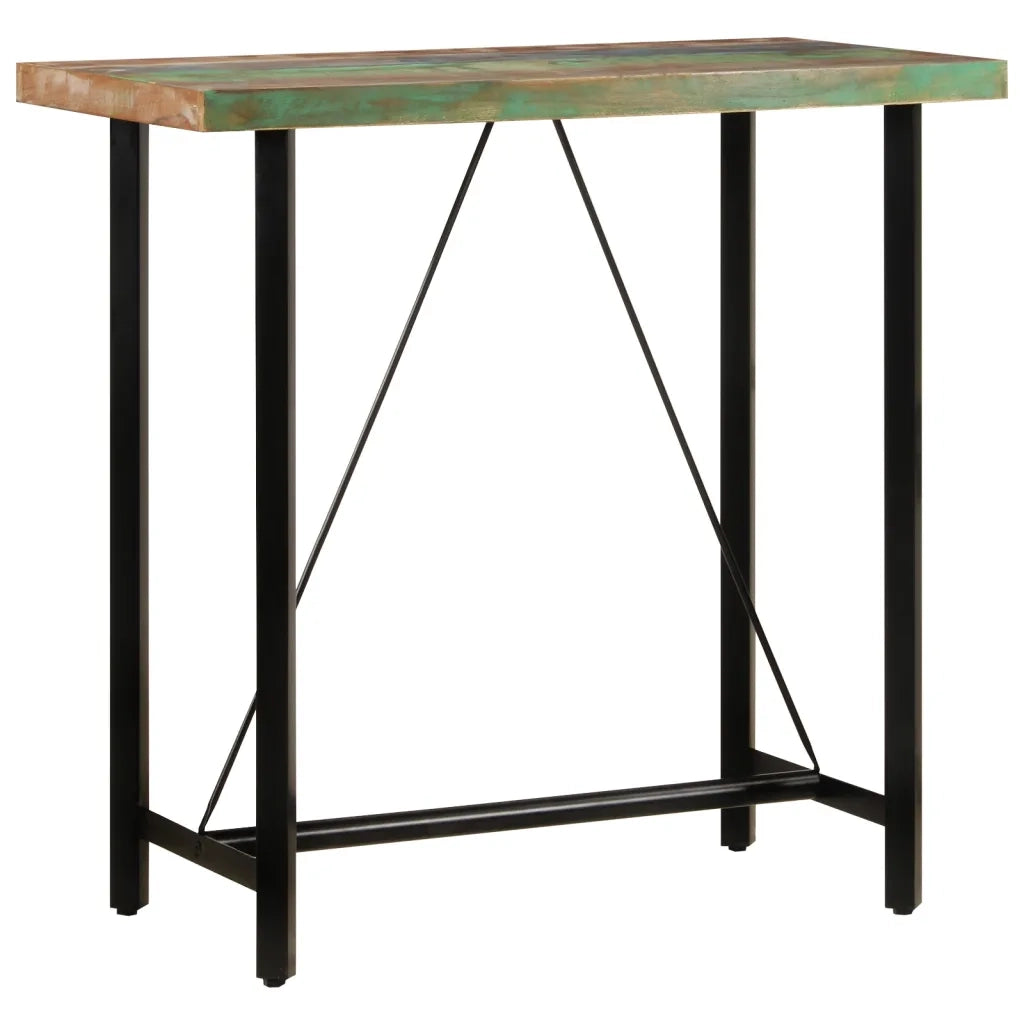 Tavolino da Bar 110x55x107cm Legno Massello di Recupero e Ferrocod mxl 83466