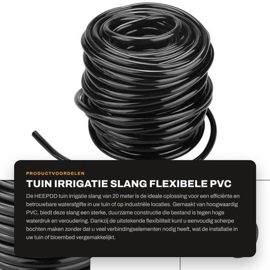 Sistema di irrigazione in PVC durevole da 20 metri - Alta pressione - Flessibile - Facile da installare - Adatto per giardino e aiuole fiorite