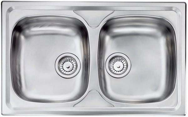 Lavello SIROS 79X50 2 vasche ACCIAIO INOX finitura Satinato 010442.X1.01.2016