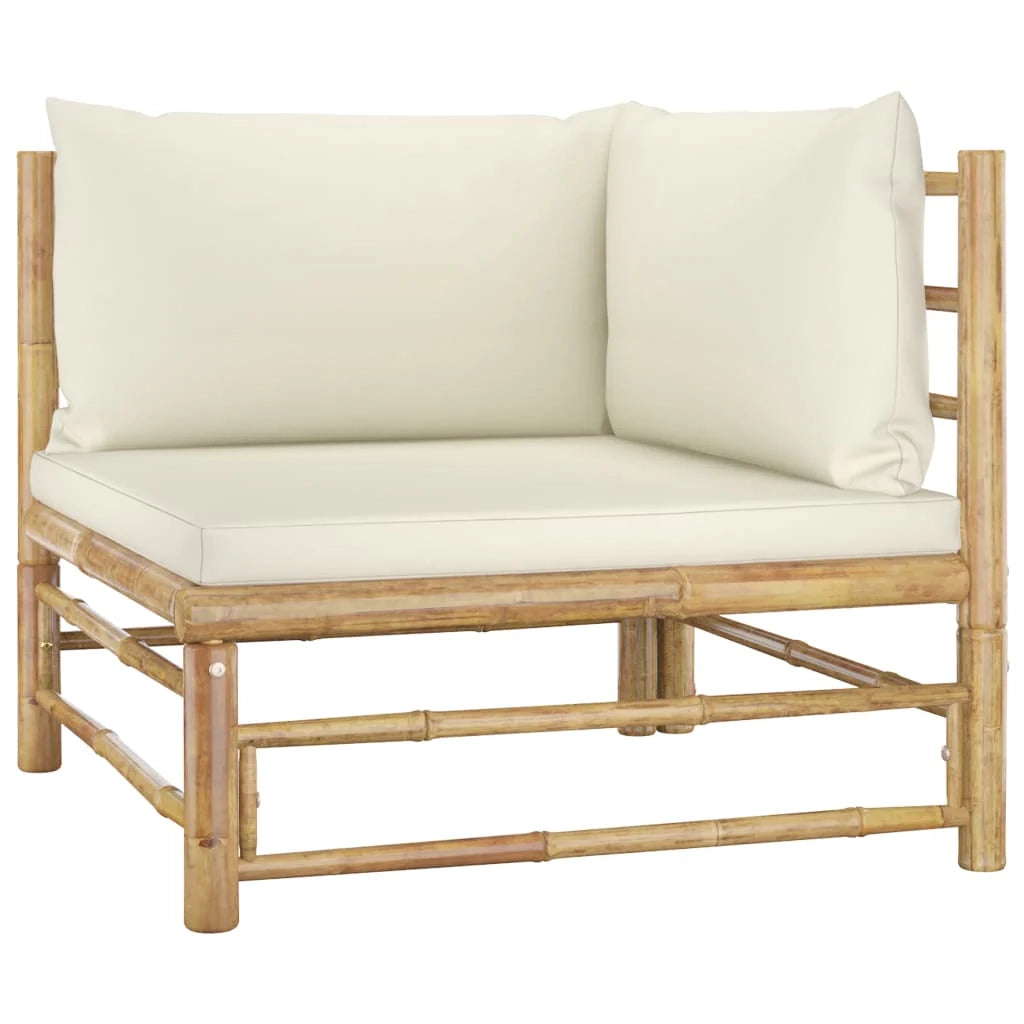 Set di mobili da giardino per esterni 9 pezzi con cuscini bambù bianco crema 02_0017903