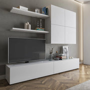 Mobile Soggiorno Bagnaria, Parete Attrezzata Modulabile, Bianco