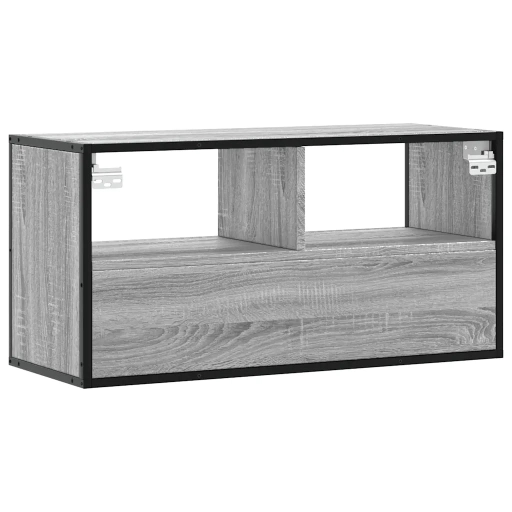 Mobile TV Grigio Sonoma 80x31x39,5 cm Legno Multistrato Metallo