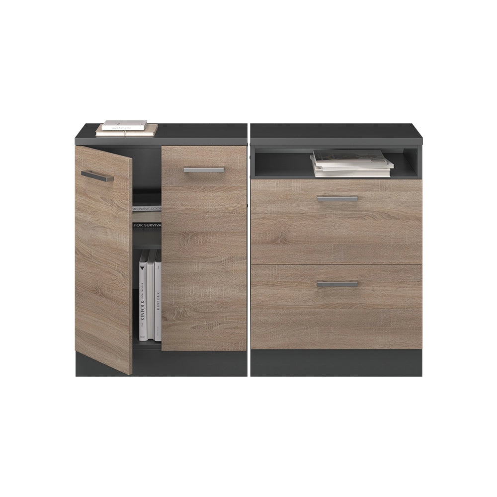 Set di mobili sottotetto Rion Sonoma/Antracite 120 cm Set di 2 carcasse armadio profondità 60 cm Vicco