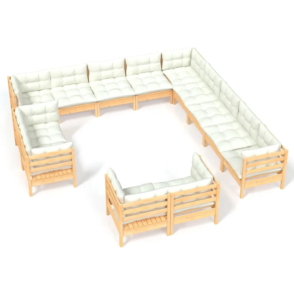Set Divani da Giardino 13 pz con Cuscini Crema Massello di Pino cod mxl 41377