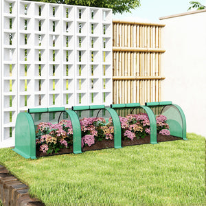 Serra a Tunnel 395x100x80 cm con 4 Porte in Acciaio e Plastica Impermeabile Anti UV Verde