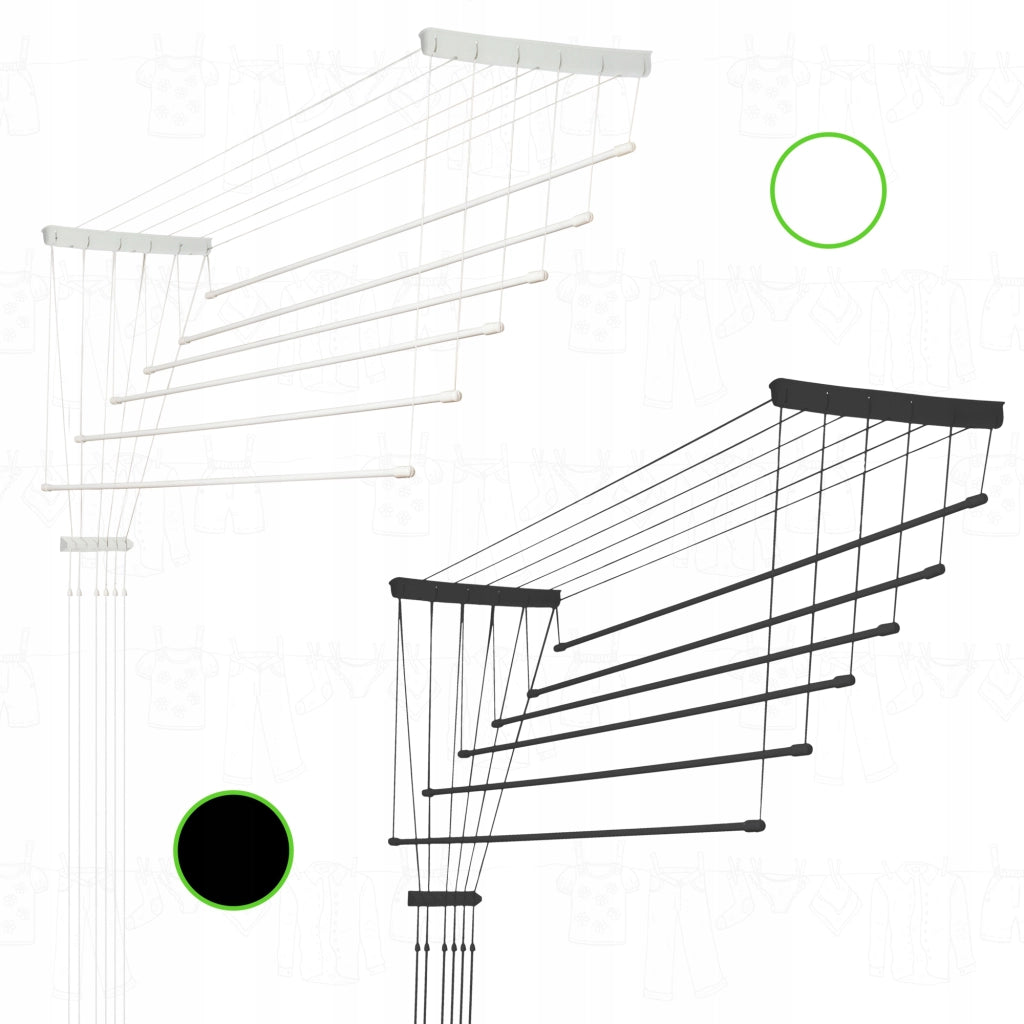 Stendibiancheria da soffitto KADAX per bagno, 6 barre, 180 cm, resistente e robusto.