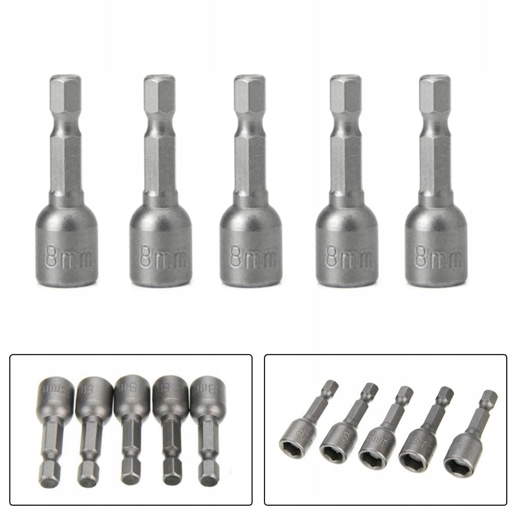 Set di Bussole Magnetiche 8mm 1/4" per Avvitatore 5 Pezzi – Rosfix | Acciaio 40Cr, Lunghezza 65mm