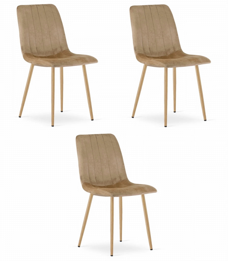 Sedia VALORA JEWA - Moderna in velluto marrone con gambe in legno x 3