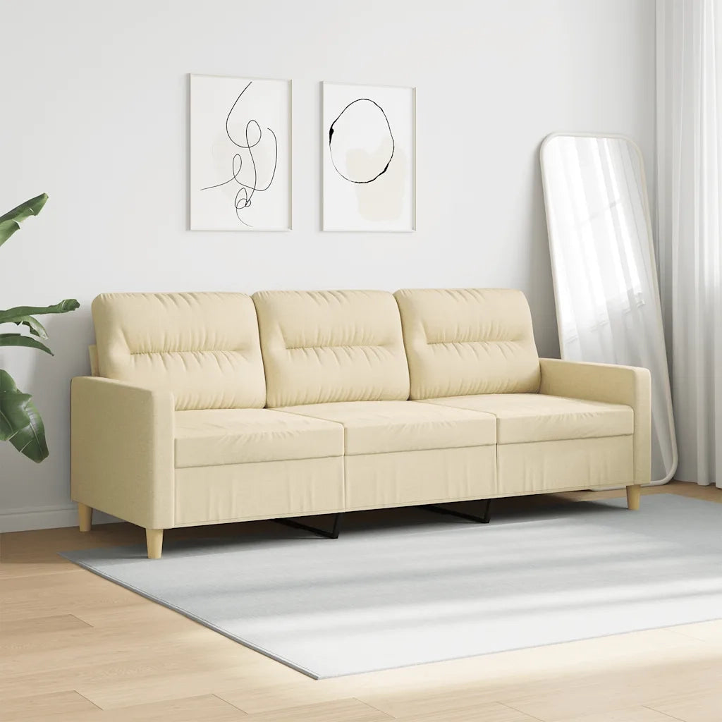 Divano | Divano da soggiorno | Sofa a 3 Posti Crema 180 cm in Tessuto