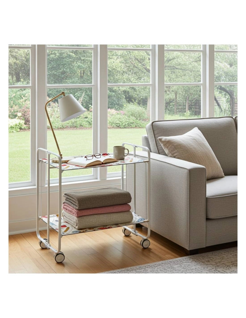 Carrello da cucina pieghevole bianco con ruote BAUHAUS 2 ripiani