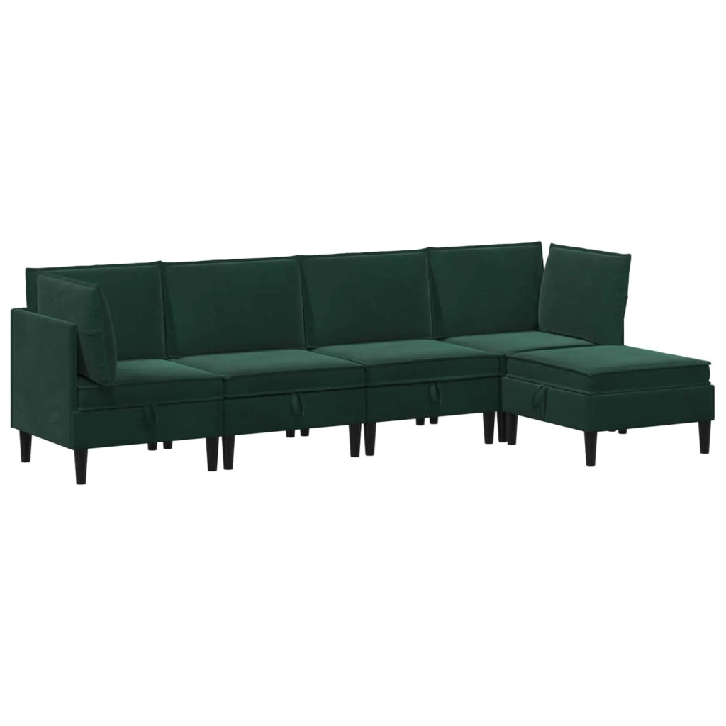 Set di mobili per il soggiorno 5 pcs Verde Scuro Velluto